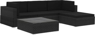 vidaXL Vidaxl - 5 Piece Garden Lounge Set with Cushions Poly Rattan Black