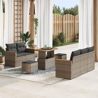 vidaXL Conjunto De Sof&aacute; De Jard&iacute;n Con Coj&iacute;n 8 Pcs Gris Polirat&aacute;n Vidaxl