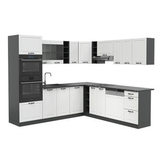 Vicco Cocina Esquinera R-line, Casa De Campo Blanca/antracita, 237 X 247 Cm, Et Antracita
