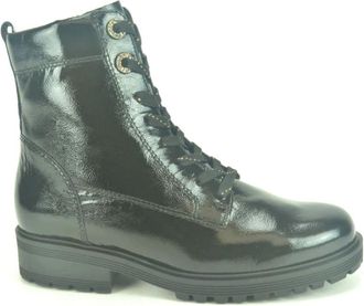 Gabor Zwarte Laarsjes met Kant - Dames - Veterlaarzen - Zwart - 38 1/2 EU - Leer - Schoenen