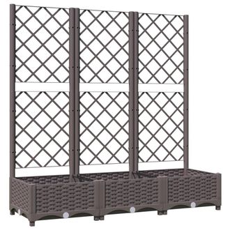 Berkfield Home Garden Planter with Trellis Brown 120x40x121.5 cm PP