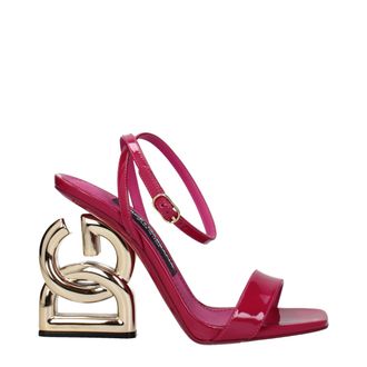 Dolce & Gabbana Pink Leather Stiletto Heel Womens Sandals