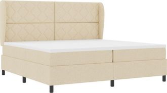 vidaXL Box Spring Bed with Mattress Cream 200 x 200 cm Fabric vidaXL