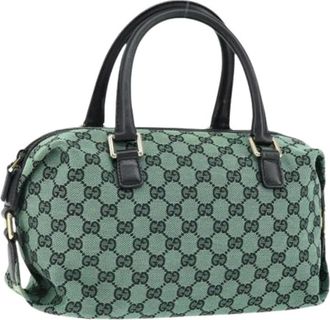 Gucci Pre-owned Handbags, female, Green, Size: ONE SIZE Pre-owned Canvas Handbag