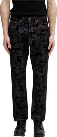 A Bathing Ape Camo Flocked Jeans - Heren - Regular Fit Jeans - Blauw - L - Katoen - Jeans