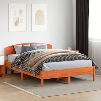 vidaXL Cama Sin Colch&oacute;n Madera Maciza De Pino Marr&oacute;n Cera 120x200 Cm Vidaxl