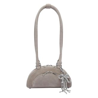 Self Portrait self-portrait Mini Suede Bow Charm Shoulder Bag