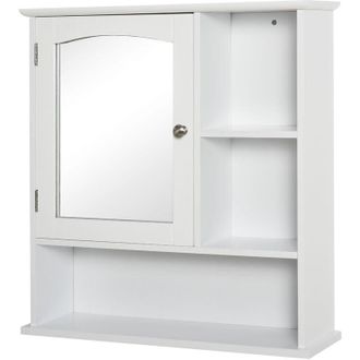 Kleankin Kleankin - Armario De Ba&ntilde;o Con Espejo Montado En La Pared Con Estante Ajustable 60x18x63cm