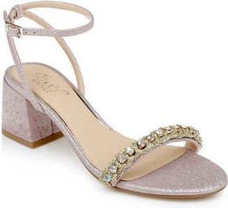 Badgley Mischka Odonna Embellished Ankle Strap Sandal in Pale Pink at Nordstrom Rack, Size 6.5
