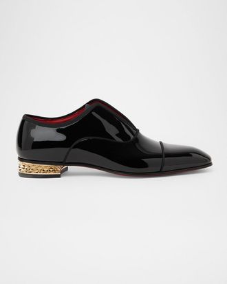 Christian Louboutin Men & apos;s Alphamale Rocks Patent Leather Everlasting Red-Sole Loafers