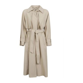 Herno Trench Coats, female, Beige, Size: XL Trench Coat in Fresh Crinkle Woven