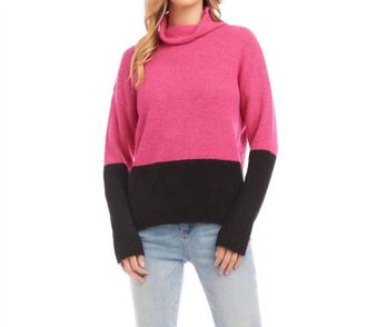 Karen Kane Harlow Colorblock Sweater In Hot Pink /black