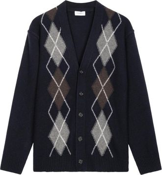 Paolo Pecora Klassieke Argyle Gebreide Blauwe Vest - Heren - Vesten - Blauw - S - Truien & Vesten