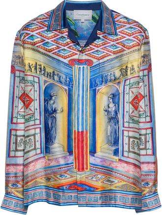 Casablanca La Temple shirt - men - Silk - S - Blue