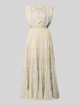 Scotch & Soda Maxikleid mit Schl&uuml;sselloch-Ausschnitt und Bindung in Hellgelb, Gr&ouml;&szlig;e 34