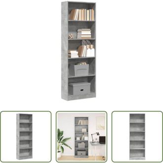 vidaXL Libreria grigio cemento - Libreria Grigio Cemento 60x24x176 cm in Legno Multistrato