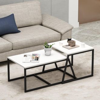Dmora Mesa De Centro Urbania, Modular, Forma Rectangular, Estructura Negra, 75x50x38h Cm Blanco