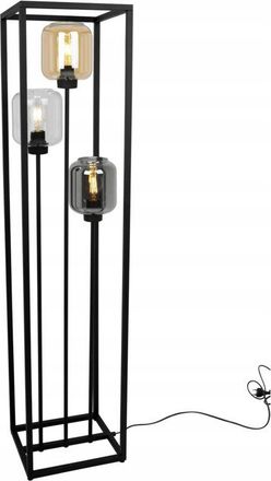 OEM L&aacute;mpara De Pie Loft Negra Con Pantallas De Cristal