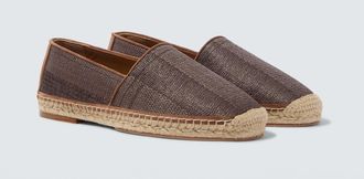 Brunello Cucinelli Leather-trimmed espadrilles