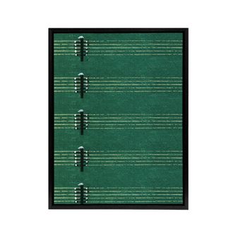 Artery8 Vintage Lute Strings Pattern Framed Canvas Wall Art Print Furuya Korin in Green | Size: W24 x H32