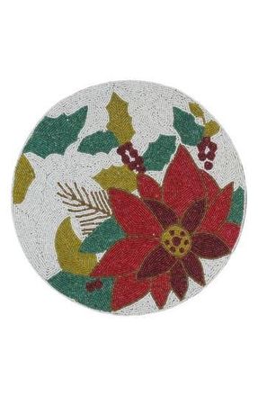 Tiramisu Floral Beaded Placemat in Ivory/Red at Nordstrom Rack