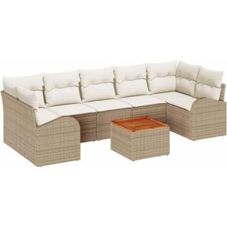 vidaXL Vidaxl - Conjunto De Sof&aacute; De Jard&iacute;n 8 Pcs Beige, Blanco