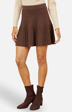 Yumi Knitted Pleated Mini Skirt in Brown at Nordstrom, Size Large
