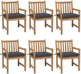 vidaXL Sillas De Jard&iacute;n 6 Uds Madera Maciza De Teca Cojines Antracita Vidaxl