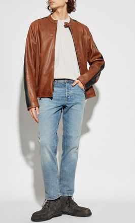 Diesel Leather Jacket L-ORENN, Mens, Brown