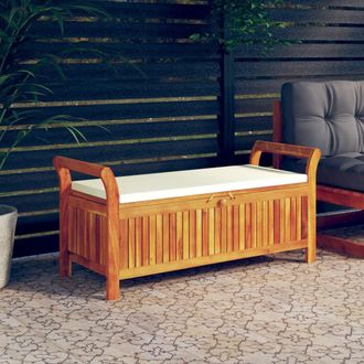 vidaXL Vidaxl - Panca Portaoggetti Giardino Cuscino 126cm Legno Massello Acacia