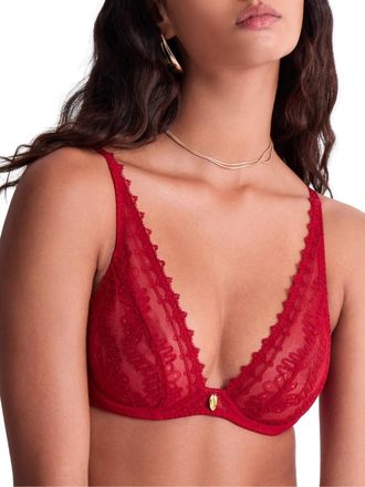 Aubade Womens Mystery Of Love Ultra Low Triangle Plunge Bra - Red Polyamide - Size 34C