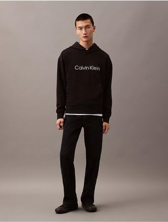Calvin Klein Jeans Calvin Klein Mens Standard Logo Terry Relaxed Hoodie - Black - XL