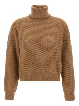 Max Mara Honeycomb sweater met hoge kraag - Bruin
