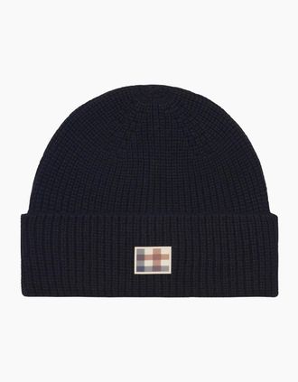 Aquascutum Mens Aquascutum Active Label Black Beanie Hat - Size: ONE size