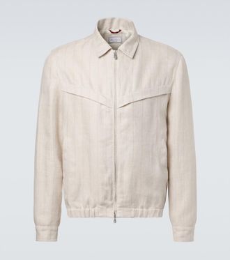 Brunello Cucinelli Striped linen blouson jacket