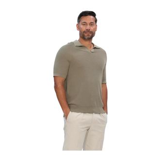 Profuomo Polo Open Collar Rib - Heren - Tops - Groen - Maat: 2XL Katoen