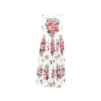 Dolce & Gabbana Flower Bouquet-Print Cotton Dress - female - Dolce & Gabbana - Midi Dresses - Multicolor - XL - Dresses