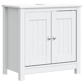 Berkfield Home Bathroom Sink Cabinet BERG White 60x34x59 cm Solid Wood Pine | Size: 60 x 34 x 59 cm