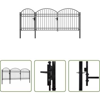 vidaXL Cancello in acciaio - Cancello da Giardino con Parte Superiore Arcuata 400 x 175 cm