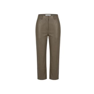 Frankie Shop Leather Trousers, female, Brown, Size: XS Lior Leather Capri Pants