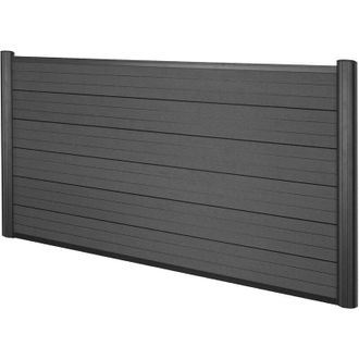 Hhg Wpc Pantalla De Privacidad Sarthe, Valla Cortavientos, Postes De Aluminio, Elemento De Base Baja, 1.90m Antracita
