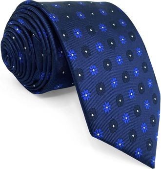 Shlax & Wing Neckties for Men Floral Dark Blue Navy Mens Tie for Business for Suit 63 Extra Long