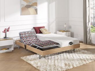 Vente-Unique Set da relax, con sospensioni, memory foam e bamb&ugrave; LYSIS III di NATUREA - Motori OKIN - 2 x 80 x 200 cm - Quercia naturale