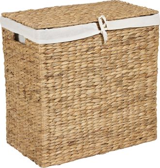 Beliani Beliani - Cesto Para La Ropa De Jacinto De Agua 2 Compartimentos Con Tapa Madera Clara Langson