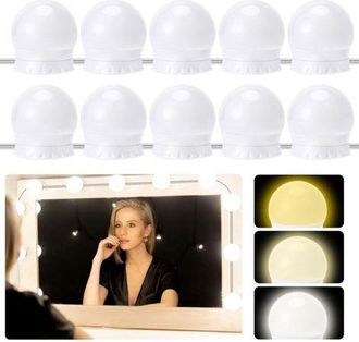 OEM Iluminaci&oacute;n Para Espejos, 10 Luces Led Regulables Estilo Hollywood, Luz De Tocador Ajustable En 3 Colores, Luz Cosm&eacute;tica, Adecuada Para Espejos De Maq