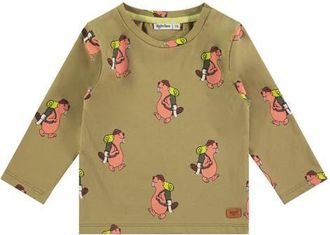 Babyface Allover Beaver Graphic Long Sleeve T-Shirt in Kiwi at Nordstrom, Size 12M