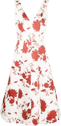 Emilia Wickstead Petrova floral-print midi dress - women - Polyester/Polyester - 14 - Neutrals