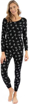 Leveret Womens Cotton Matching Family Halloween Pajamas in Skeleton Black at Nordstrom, Size X-Large