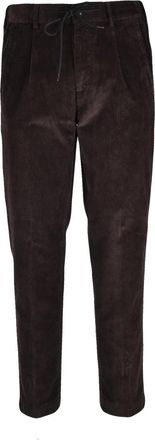 Officina 36 Brown Stretch Cotton Drawstring Corduroy Pants