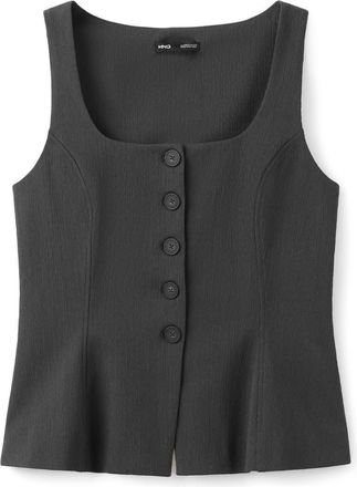 Mango Peplum Button Vest in Grey at Nordstrom, Size X-Small